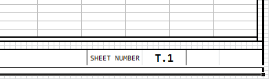 T.1 sheet header showing the sheet number field for a single‑sheet project.
