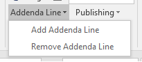 Addenda Line dropdown showing options to add or remove an addenda line.
