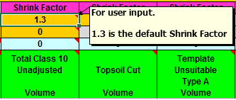 Shrink‑factor cell with comment noting 1.3 as the default value for weighted average shrink.