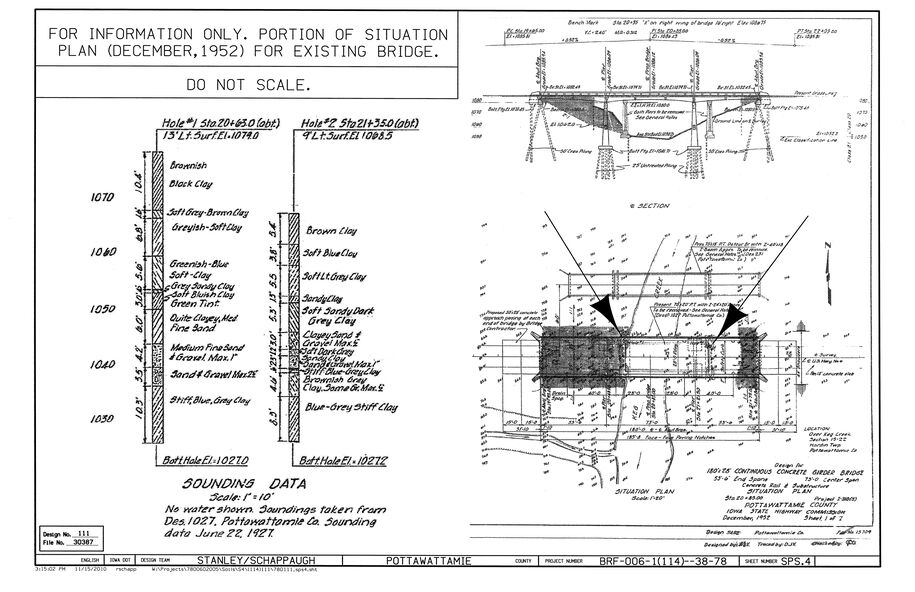 Rock core testing sheet showing core strength results, material descriptions, recovery data, groundwater levels, and layer thicknesses for borings B‑1 to B‑4.