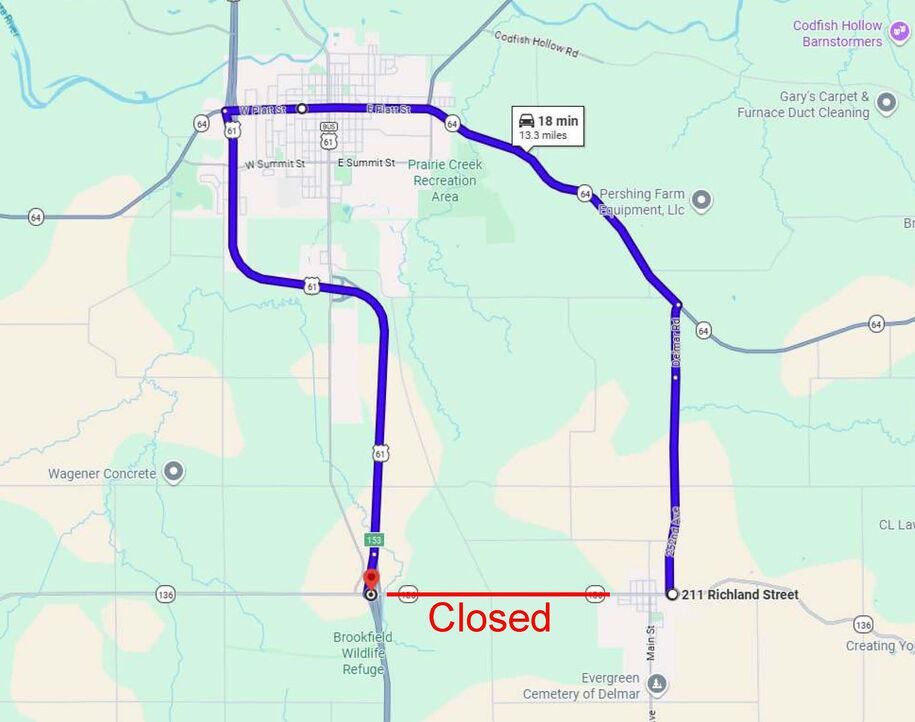 Iowa 136 Detour Route