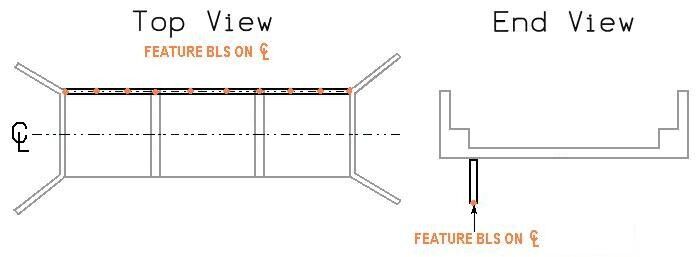 Top and end view diagrams showing the profile line of the lowest bridge beam.