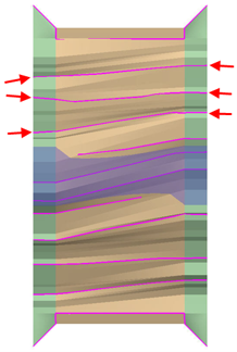 Top view of terrain with red arrows indicating example breaklines.