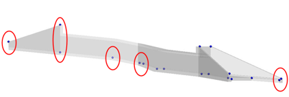 Top‑view culvert diagram showing interior shot locations and breaks for outlining.