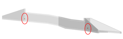 Top‑view culvert diagram showing dirt flowline shots at openings containing dirt.