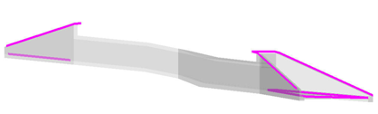 Top‑view culvert diagram showing breakline chains outlining inlet and outlet areas.
