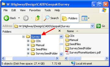 Windows Explorer showing the Survey folder highlighted.