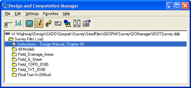 Survey Files folder with Instructions file selected.