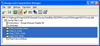 Model folders highlighted under Survey Files.