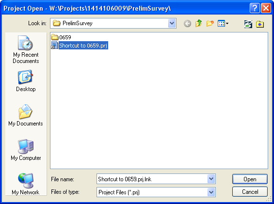 Project Open dialog showing folder selection for the .pri file.