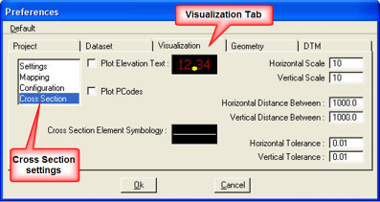 Cross Section settings highlighted.