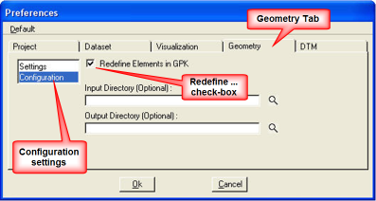Geometry Configuration with Redefine checkbox highlighted.