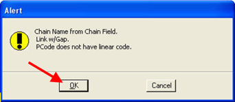 Chain‑naming alert with OK button highlighted.