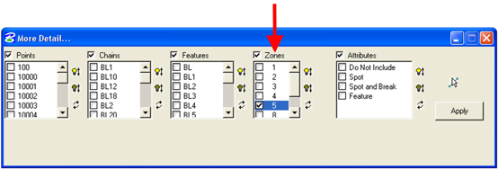 More Detail dialog showing zones 2 and 3 selected.