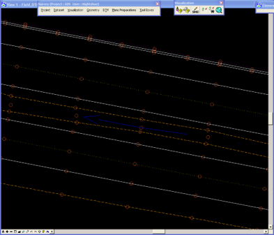 DTM model screenshot showing survey elements used for building a digital terrain model.