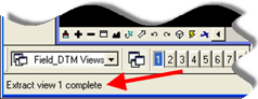 Status message showing “Extract view 1 complete” in MicroStation.