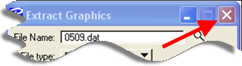 Extract Graphics dialog with the close button (“X”) highlighted.