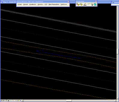 Breaklines shown as linear survey chains used to control triangle formation in the TIN model.