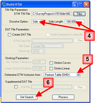 Build DTM dialog with Dissolve Option set to Side and Side Length set to 100.