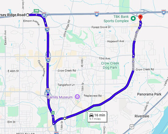 Eastbound I80 Bettendorf Detour Route