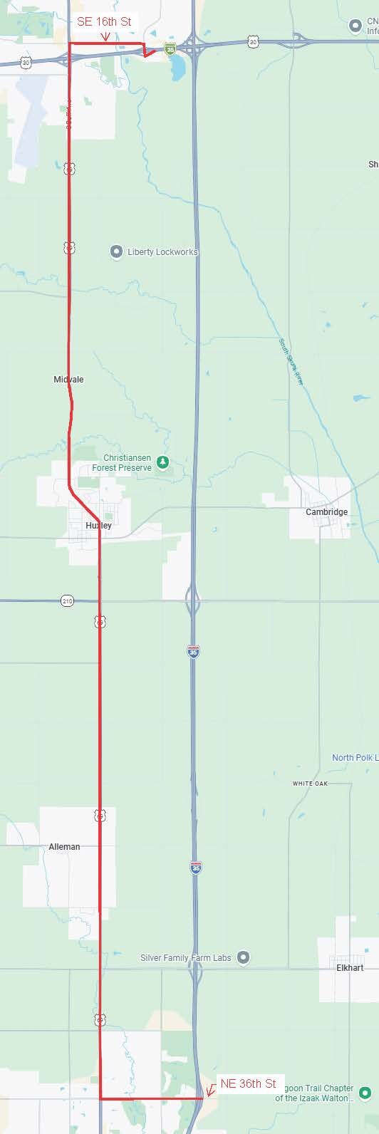 I-35 NB Detour Map Ankeny Ames