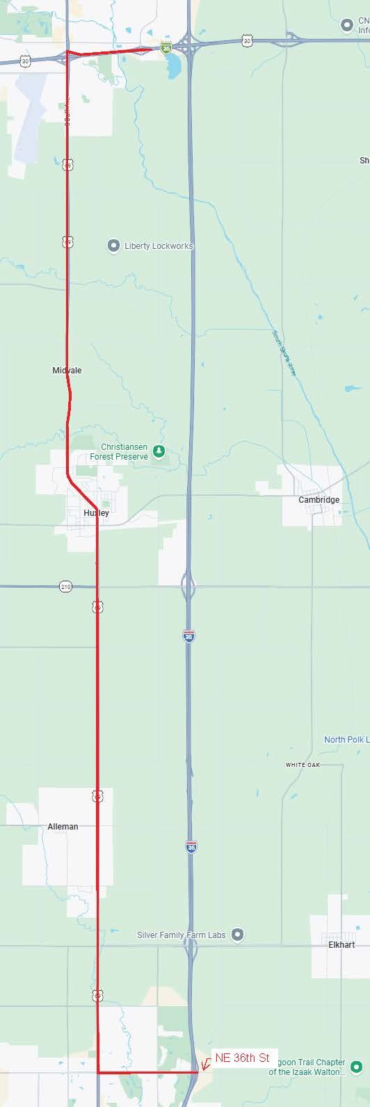 I-35 SB Detour Map Ames Ankeny