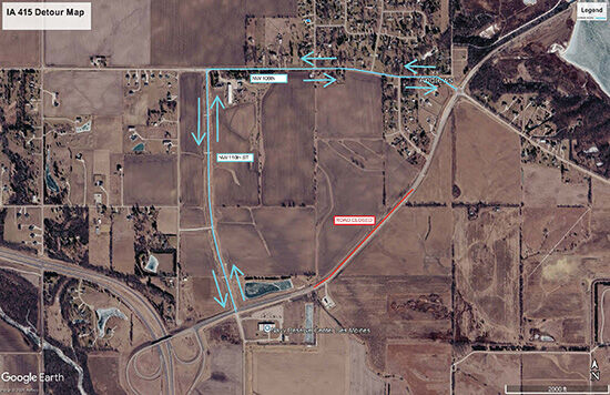 IA 415 Detour Map