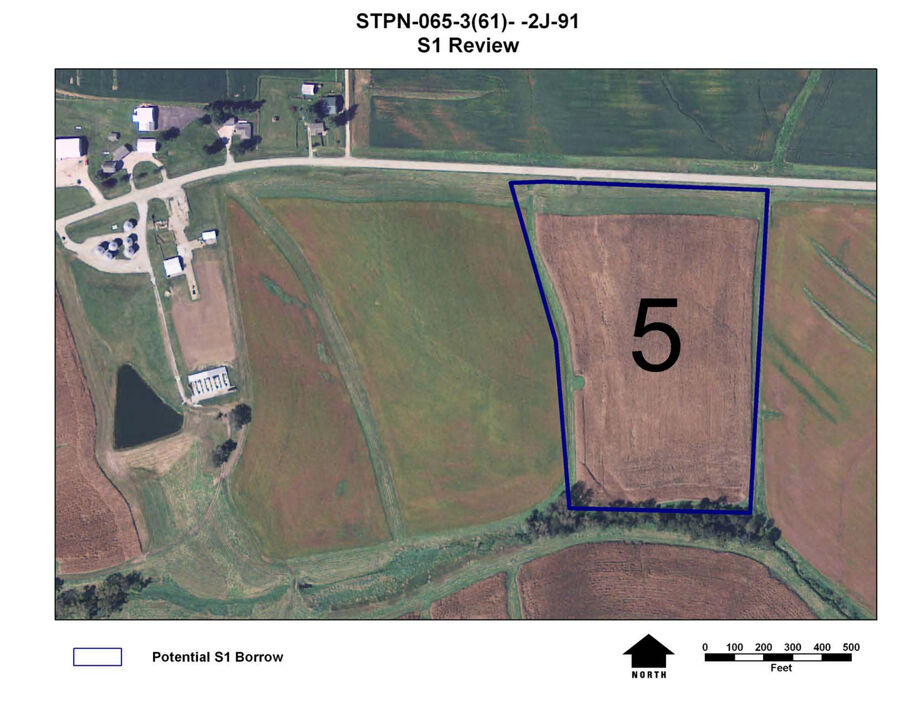 Borrow Site 5 outlined on an aerial map.
