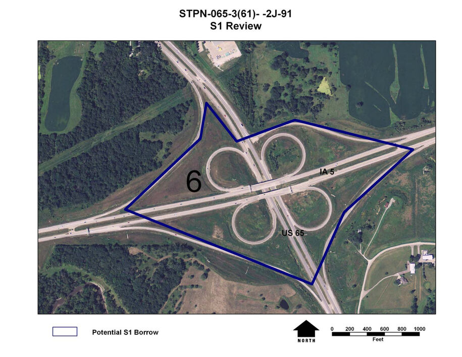 Borrow Site 6 outlined on an aerial map.