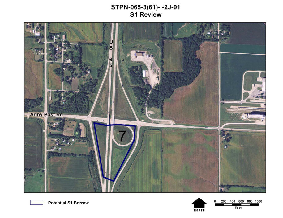 Borrow Site 7 outlined on an aerial map.