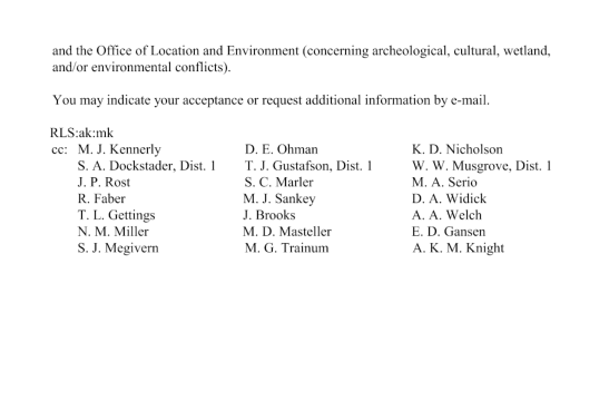 CC list of individuals included in the memorandum.