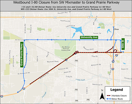 Westbound I80 Detour Map