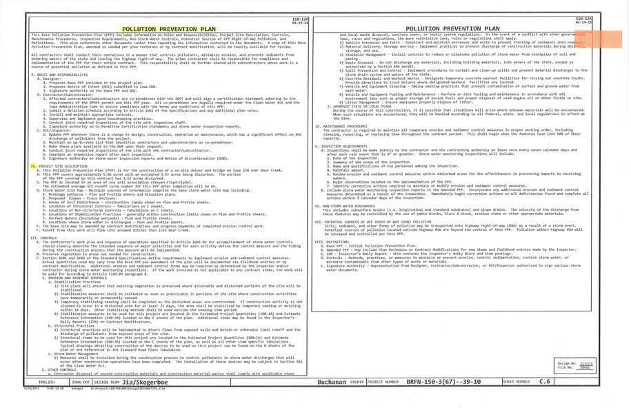 Sample plan sheet to be submitted to the DNR.