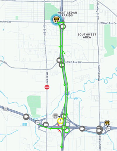 U.S. 30 Eastbound and U.S. 30 Westbound to I-380 Southbound Ramp Closures