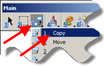 Copy command icon highlighted on the toolbar.
