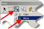 Copy and Move tool icons highlighted.