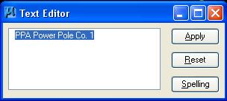 Text Editor dialog box showing selected text.