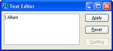 Text Editor dialog box with updated company name.