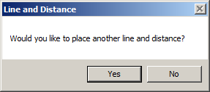 Line and Distance dialog asking to place another line.