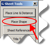G Sheet Tools menu with Place Shape selected.
