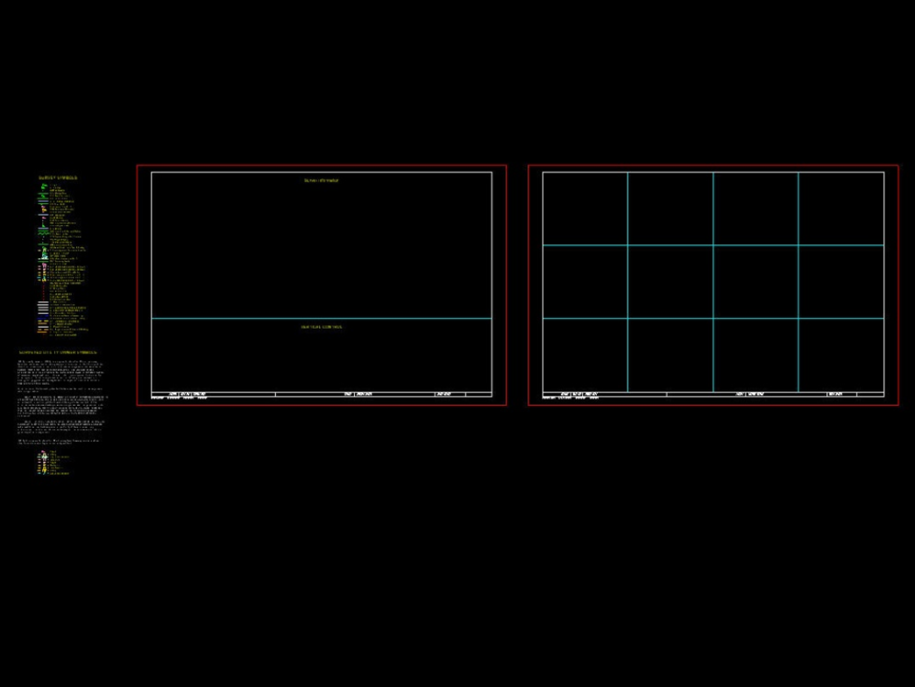 Model view showing two G sheet frames and survey information at the left.