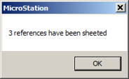 Status dialog confirming three references have been sheeted.