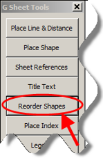 G Sheet Tools menu with Reorder Shapes selected.