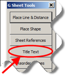 G Sheet Tools menu with Title Text selected.