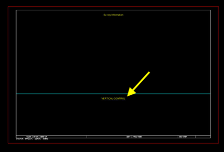 Sheet layout with arrow indicating the Vertical Control area for benchmark table placement.