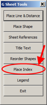 G Sheet Tools menu with Place Index selected.