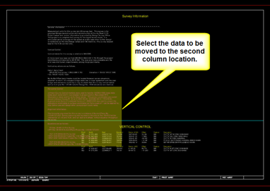 Highlighted attachment point showing where selected data will be moved to start the second column.