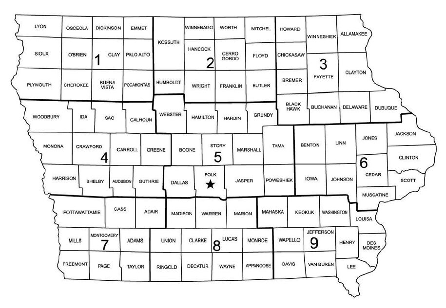 Climatic Section Code Map for Iowa