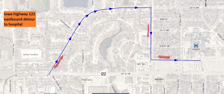 Hospital Detour Route Mason City