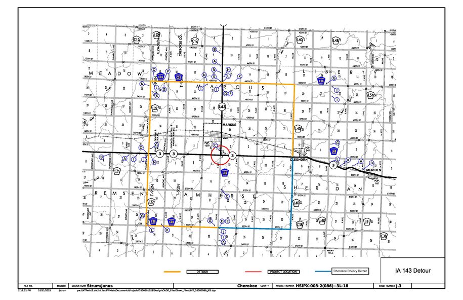 Iowa 143 detour map